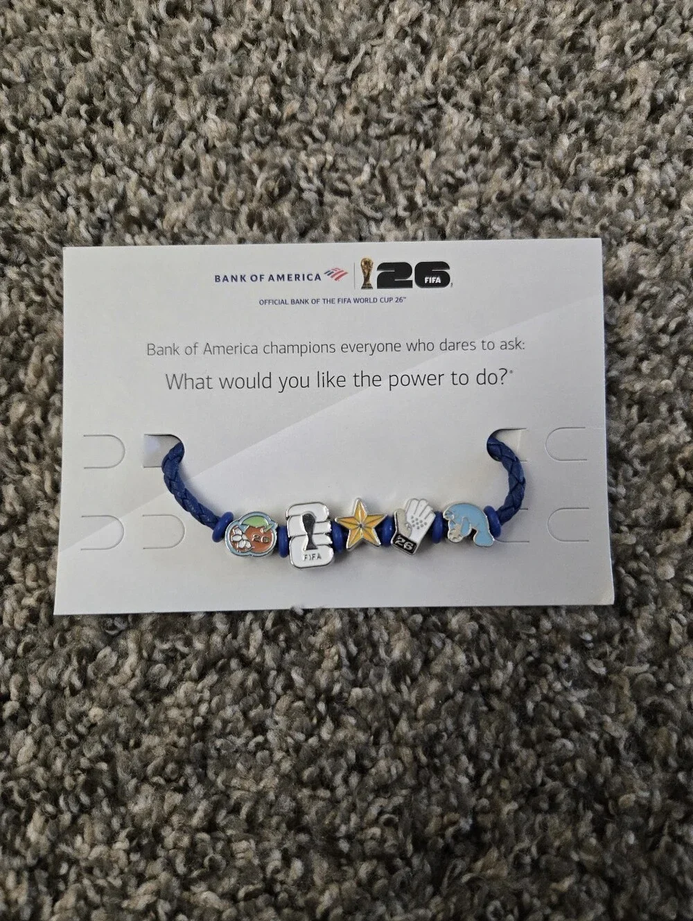 FIFA WOLRD CUP Blue Braided Charm Bracelet with Mixed Enamel & Metal Charms
